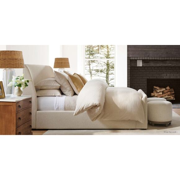 Pottery Barn 100% Belgian Flax Linen Beige Button Close Duvet Cover Full/Queen - Picture 1 of 6